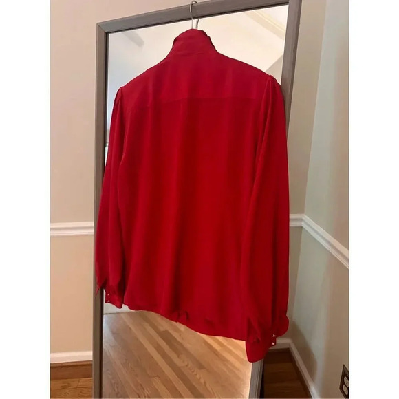 David Matthews 90’s Vintage Button Up Blouse Size 10 Red - Picture 4 of 5